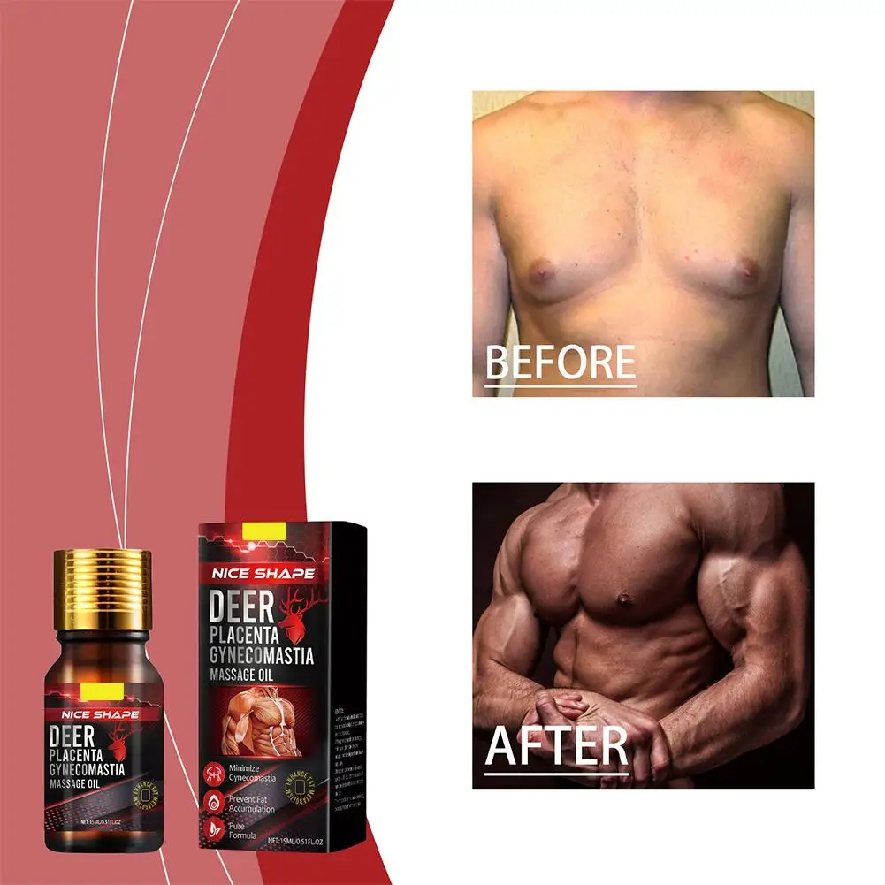 Man Breast Firm Massage Cream Ginger Serum Remove Excess Fat Effective Shrink Chest Gynecomastia Tighten Essence Oil 15ml