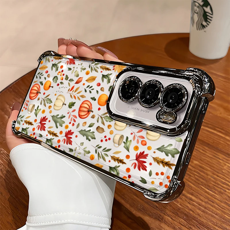 Autumn Pumpkin Floral Leaf Print Phone Case For Google Pixel 10 Pro XL 10A 9 7A 8A 7 Pro Anti Scratch Transparent TPU Cover Etui view 5