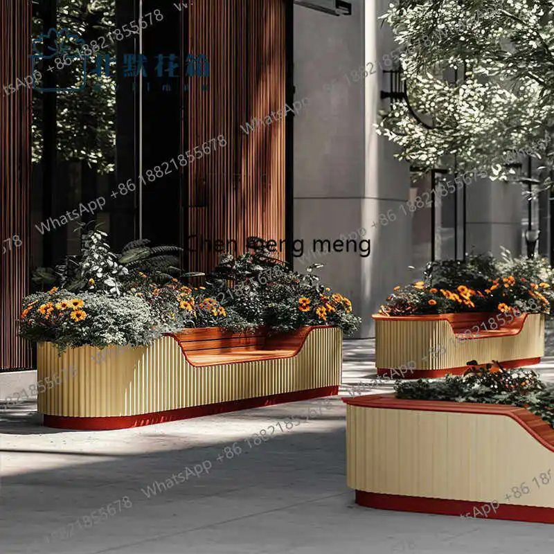 American Style Minimalist Iron Flower Rack Partition Fence Living Room Courtyard Villa Restaurant Planter Bench Combination