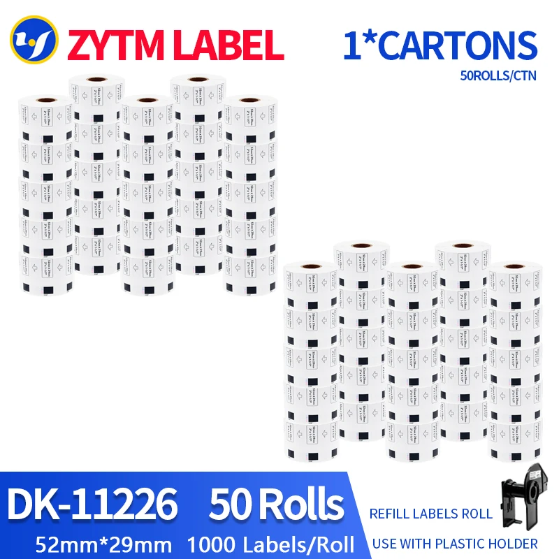 50 Rolls Compatible DK-11226 Label 52*29mm 1000Pcs Die Cut Work for Brother Thermal Printer QL-700/800/810/820/1100/1110 DK-1226