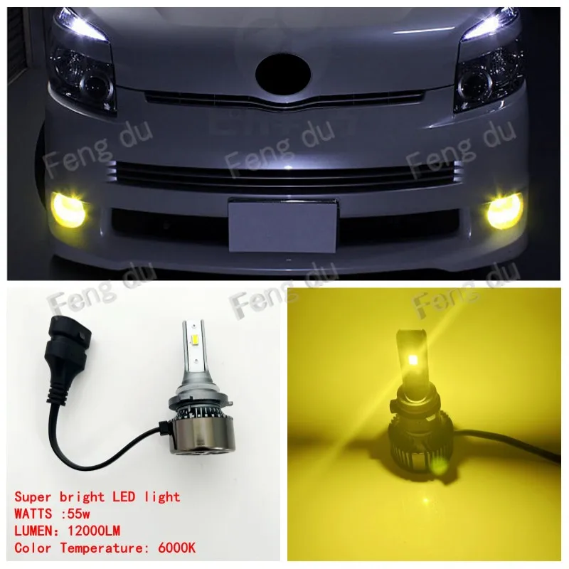 

2pcs Car LED Fog Lamp Light Bulbs Front bumper lamp White Yellow Bar spotlight For Toyota NOAH VOXY 60 70 80 Series ZRR ZWR
