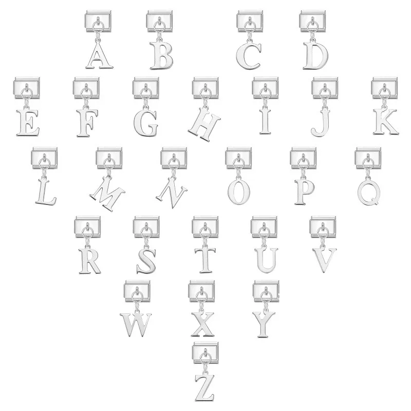 Y2K – breloque en forme de cœur doré, 26 lettres A-Z, lien à breloque italien adapté au Bracelet de 9MM en acier inoxydable pour femmes et hommes, fabrication de bijoux à faire soi-même