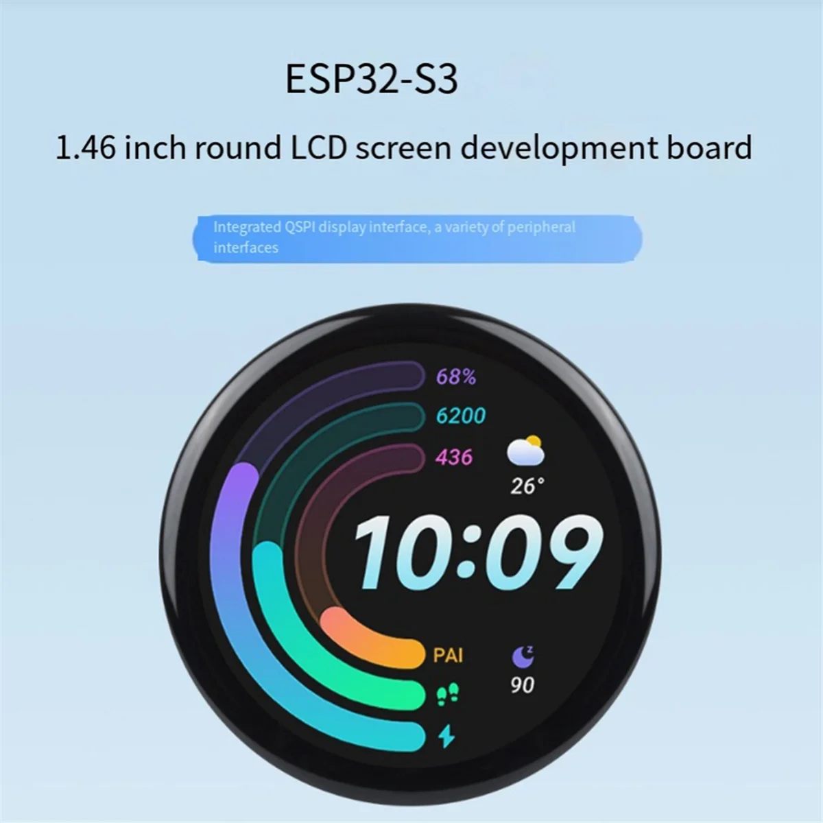 A14M ESP32 S3 Entwicklungsboard 1,46 Zoll rundes LCD 1,46 Zoll Display 412x412 QMI8658 Sensor/MIC/SD/MP3 Audio mit Abdeckungspanel