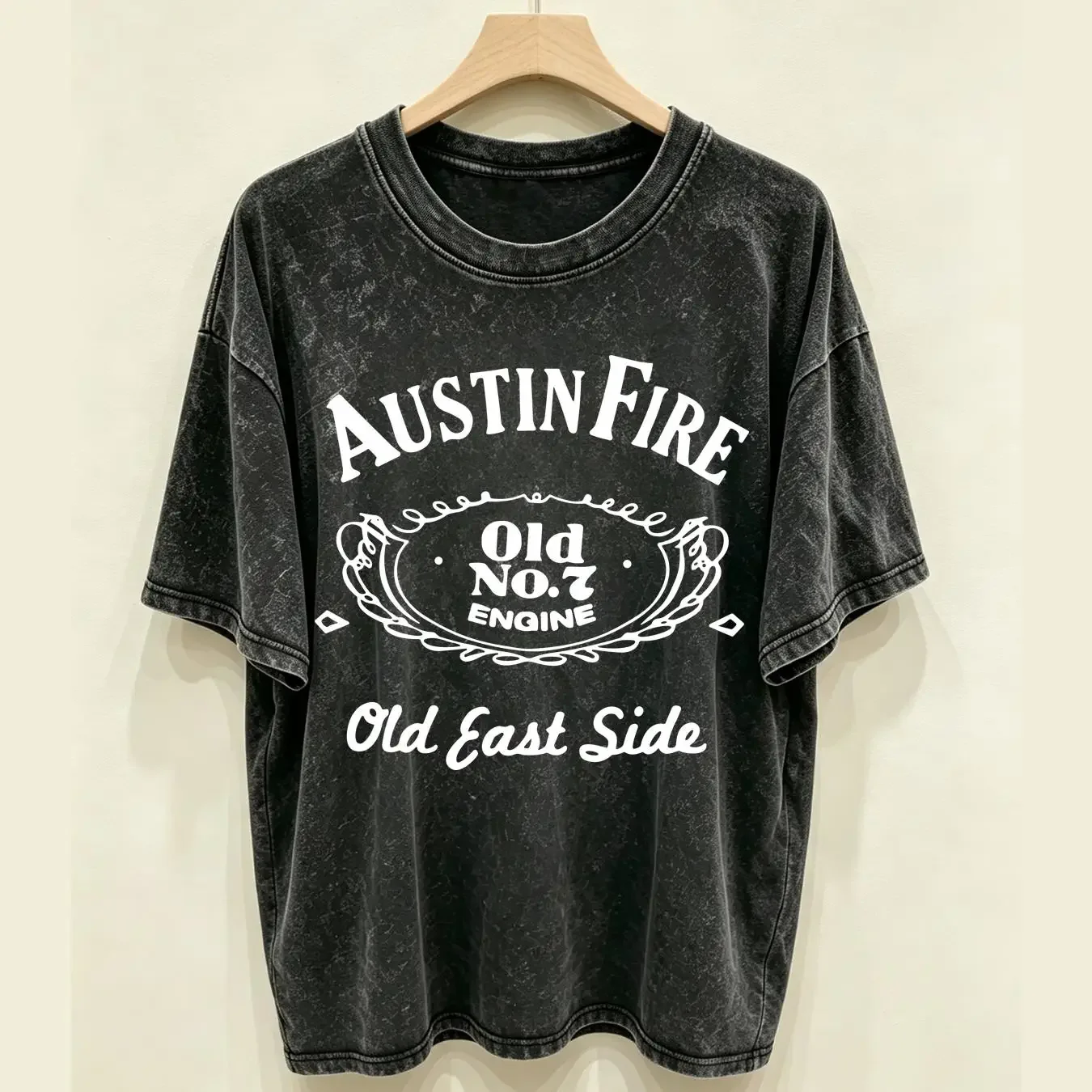 washed T Shirt Austin Fire Department Engine No 7 Old East Side Medium AFD long or short sleeves vintage Washed streetwear