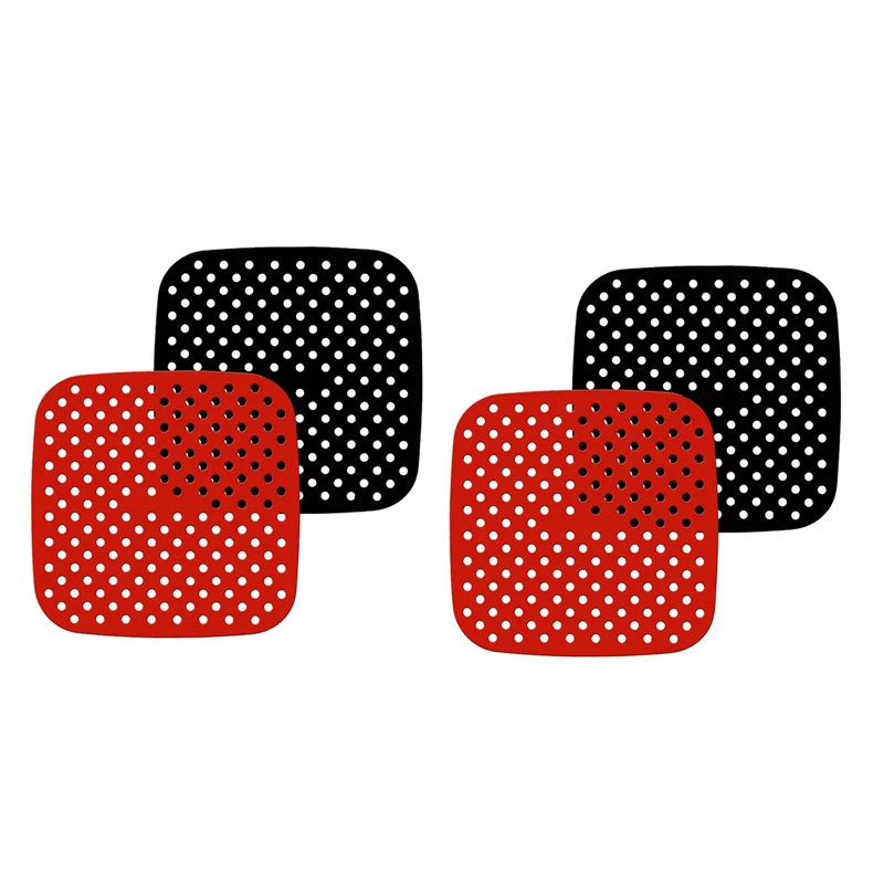 

A94E-4 Pack Reusable Air Fryer Liners , Square, Non-Stick Silicone Air Fryer Basket Mats , Air Fryer Accessories -7.5 Inch