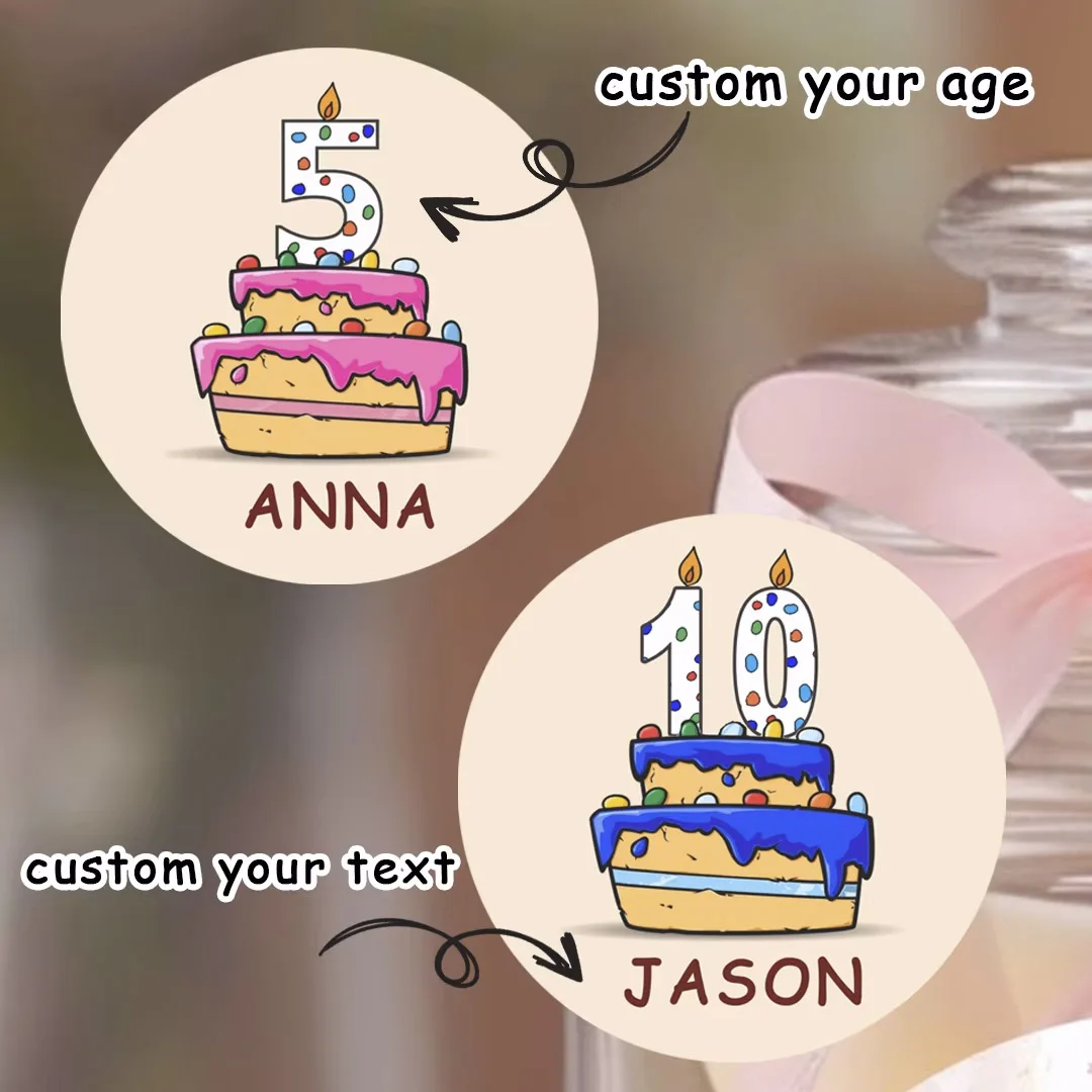 

48/96pcs customized personalized name birthday digital stickers, suitable for gift packaging at baptism parties