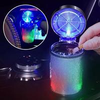 Car Ashtray With LED Light Airtight Lid Multifunctional Trash Vent Cup Interior Ashtray Vehicle Holder Air Can Decoration C E8Z6
