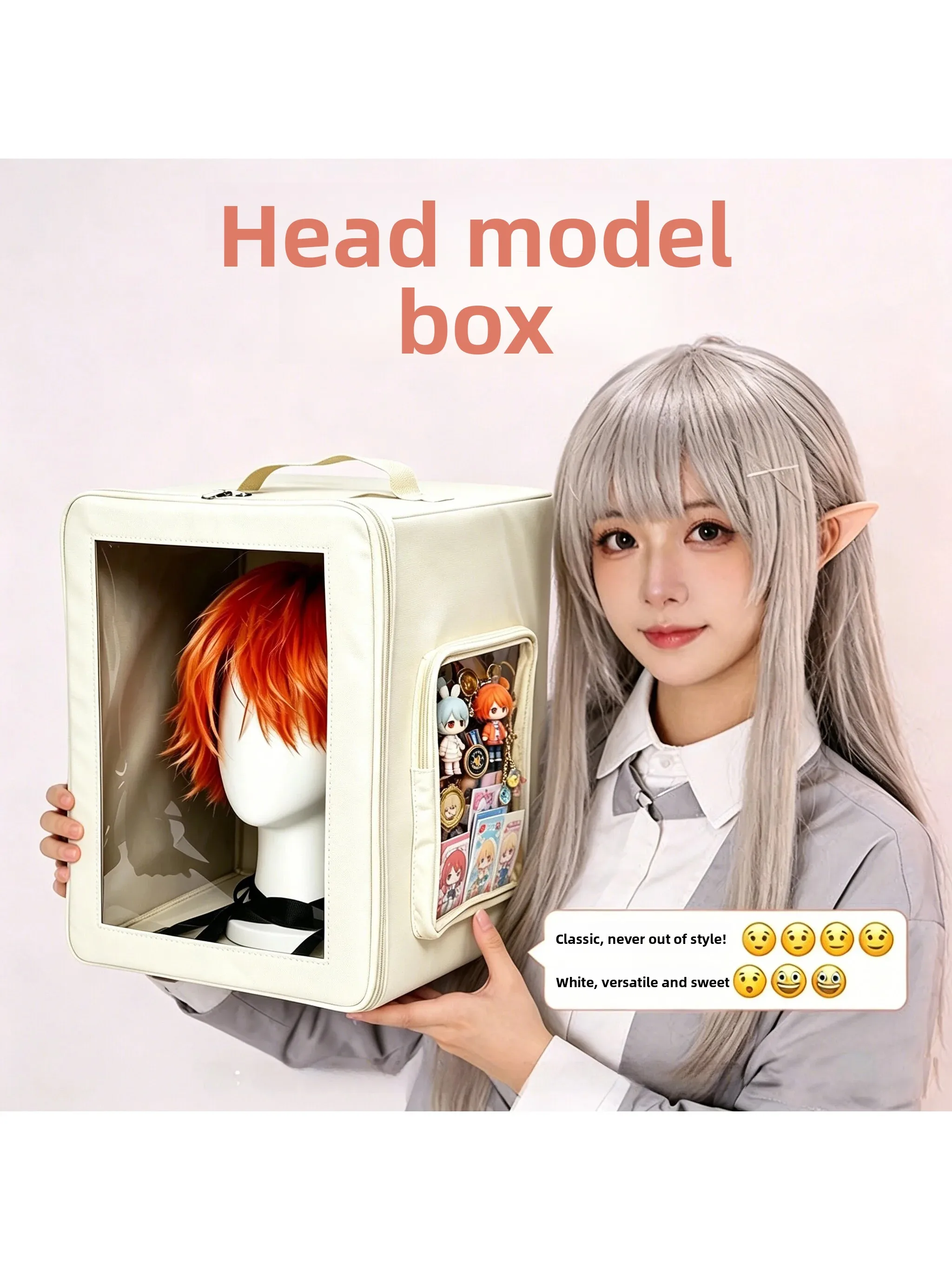 Portable Double Shoulder Hair Wig Storage Box Outdoors Head Model Case Cosplay Fake Hair Exhibitions Protection Box