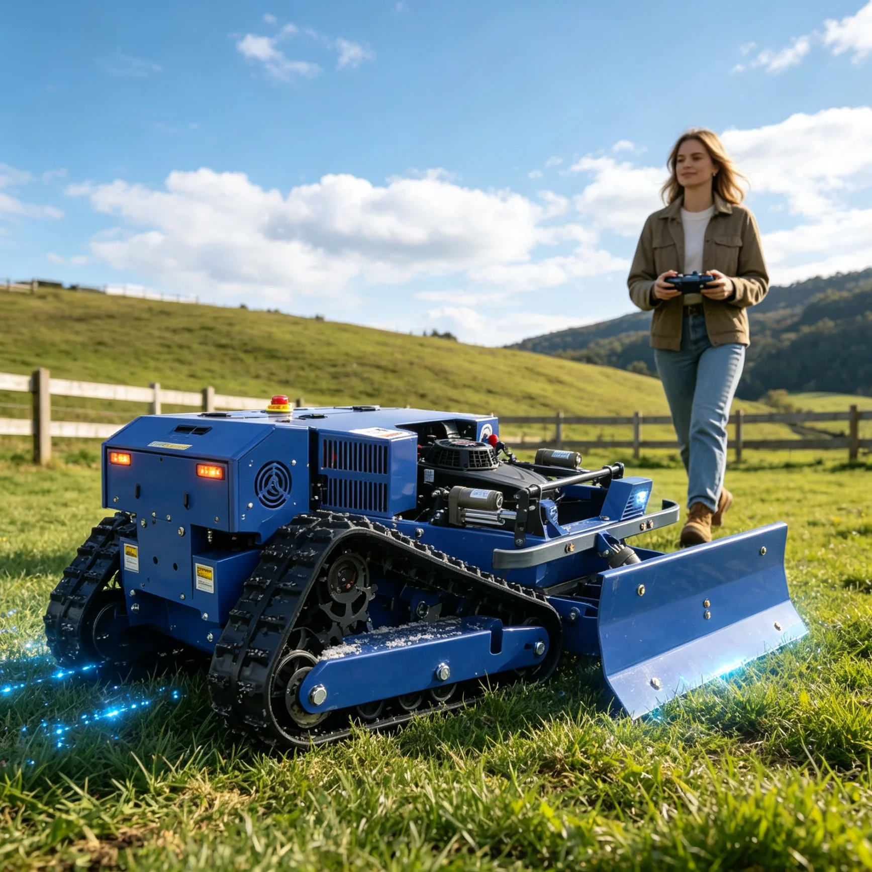 Customized Remote Control Lawn Mower for municipal green maintenance, ideal for park lawn trimming, freely pass ditches