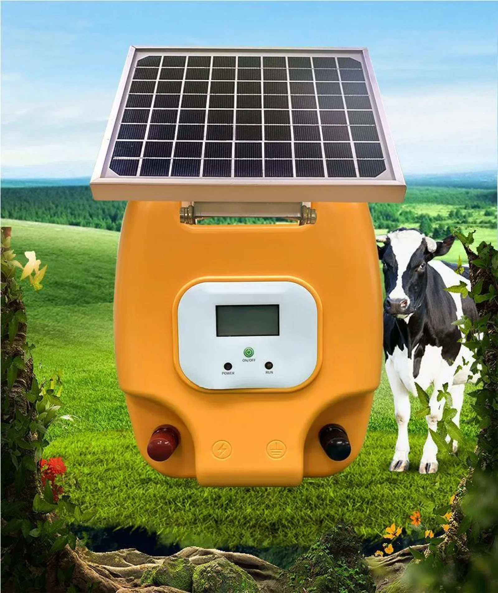 10KM Solar Electric Fence Energizer with LCD Display 1.5 Joules Shepherd  Outdoor Waterproof Electric Fence For Farm Livestock