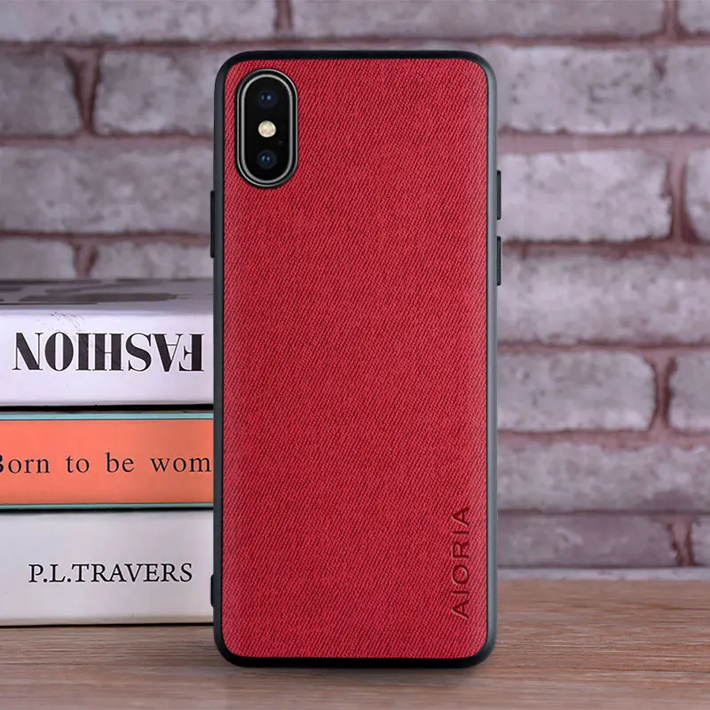 Case for iphone XR X XS MAX coque Luxury textile Leather skin soft TPU hard PC phone cover for iphone xr x xs max case funda