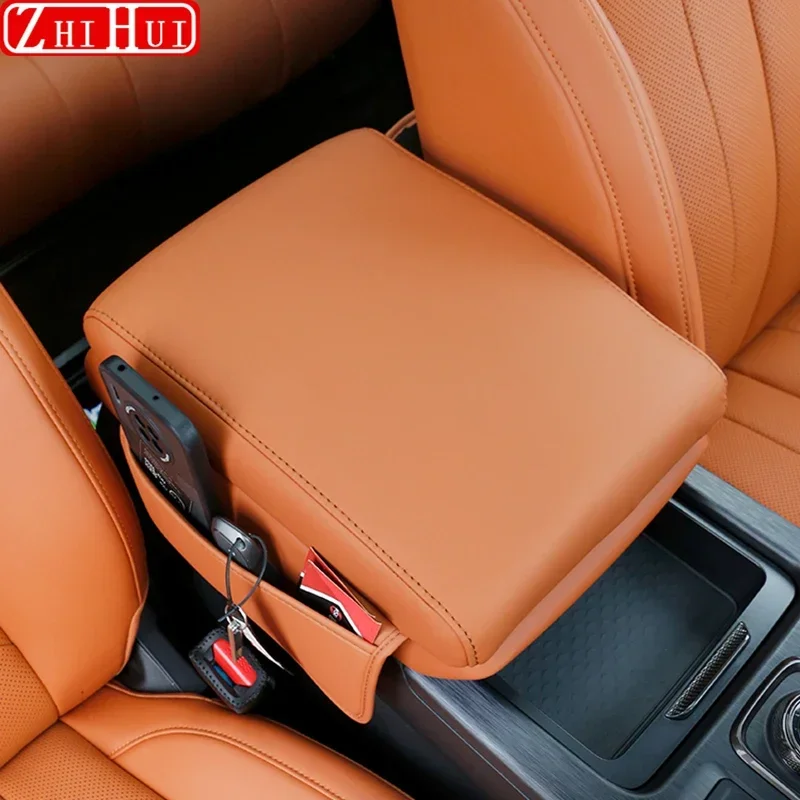 For Haval H9 II 2024 2025 Car Styling Armrest Box Height Increase Pad Leather Protective Cover Storage Bag Auto Accessories