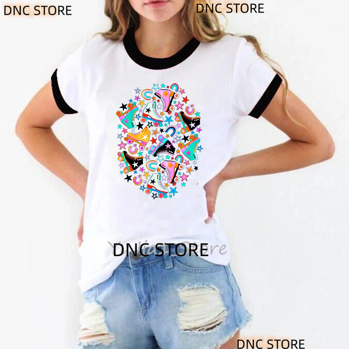 Love Figure Skating Girl T Shirt Fashion Trend 00s Tshirt Summer Harajuku Kawaii Womens T-Shirt White O-Neck Short Sleeved Tops