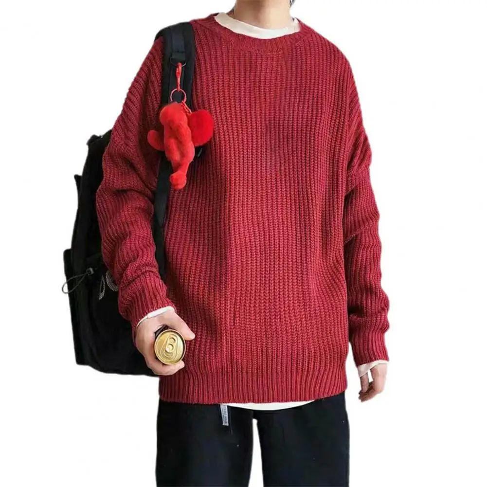 Korean Fashion Sweaters Men Autumn Solid Color Wool Sweaters Slim Fit Men Street Long Sleeve Wear Soft Mens Clothing Knitted