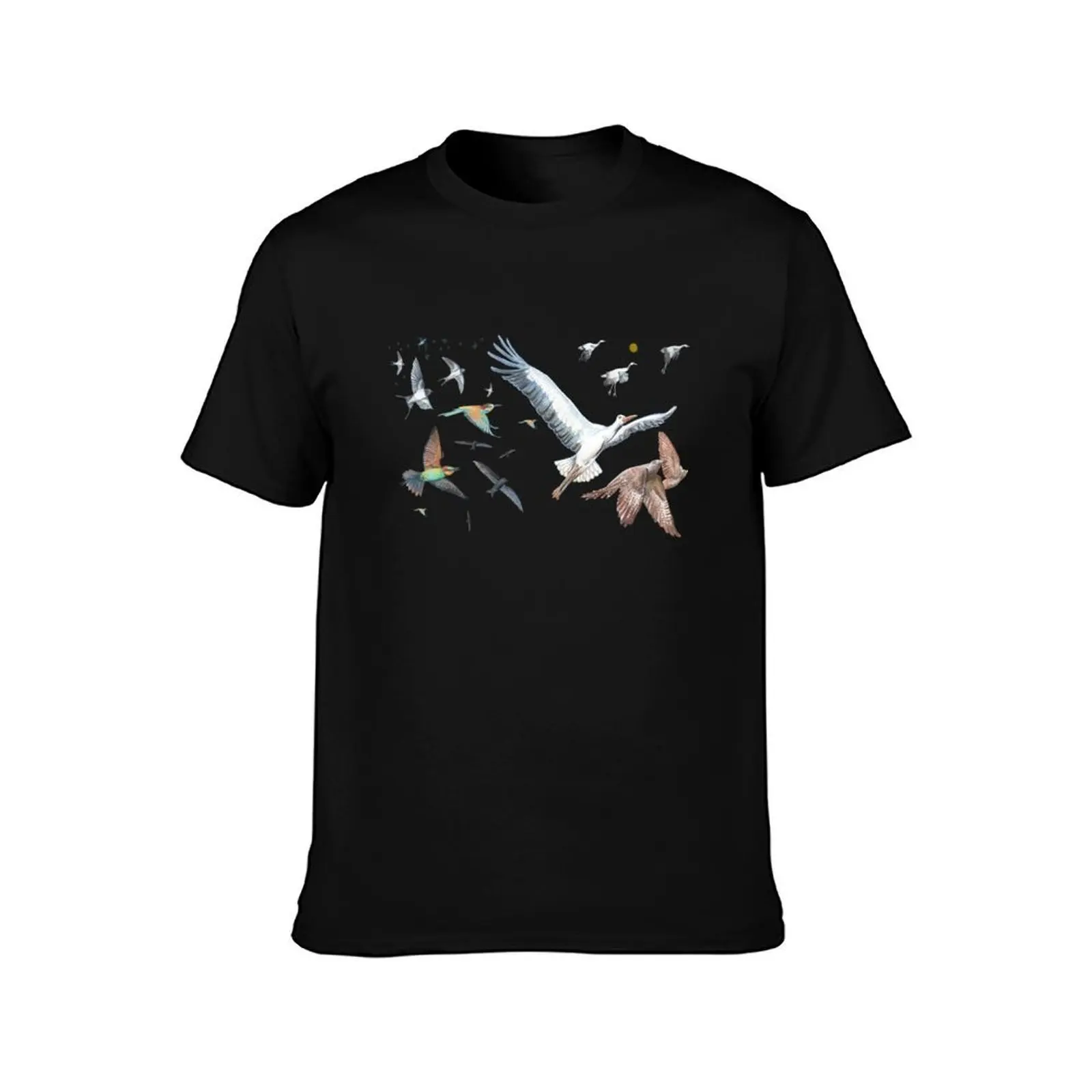 The Flight of Birds – Bird migration Illustration T-Shirt Big and Tall Solid Color T-Shirt
