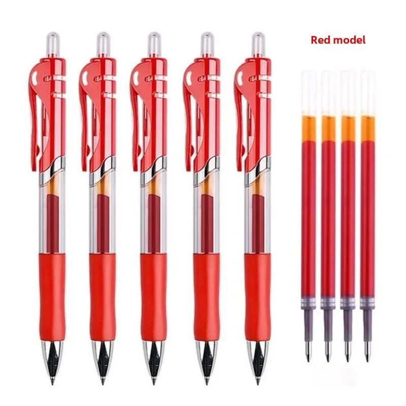 Penna gel a pressione K35 Penna a sfera a pressione Rosso Nero Blu Penna con segno proiettile Penna per saltare in carbonio per studenti da ufficio Penna in vetro