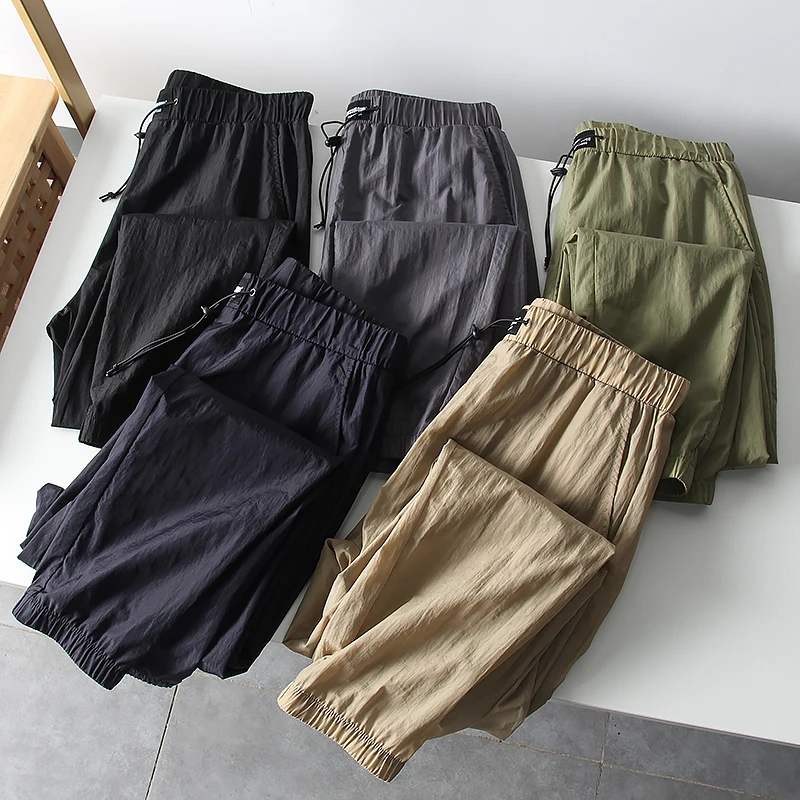 

Легкие дышащие уличные брюки Qui Dry, мужские летние ультратонкие солнцезащитные повседневные брюки с эластичной резинкой на талии и манжетами, длинные брюки