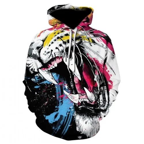 

Men 3D Sweatshirt Harajuku Lion Head Hoodie New Animal-character Print Hoodie Retro Style Oversize Street Hoodies Pullover Tops