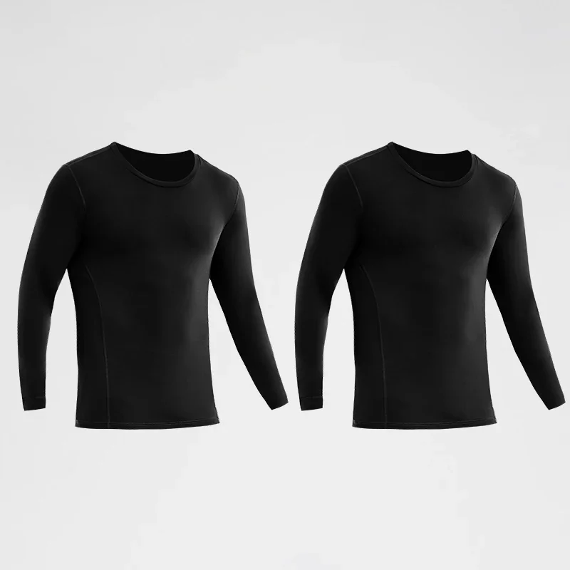 2PCS men's thermal underwear medium thickness thin velvet cold-proof basic bottoming shirt, wearing tops inside autumn clothes