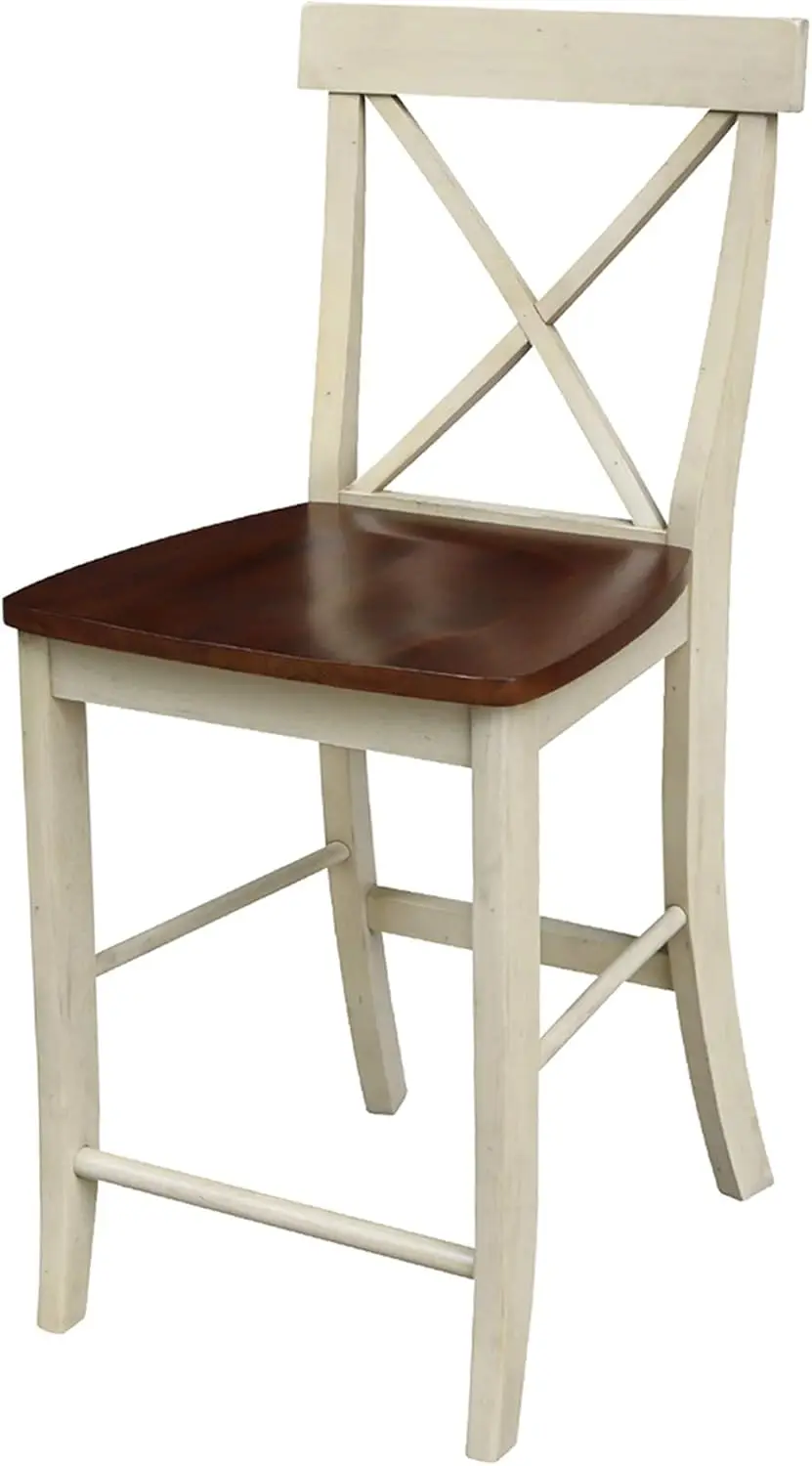 

International Concepts X Ba Stool Barstool, 24 H, Antiqued Almond/Espresso