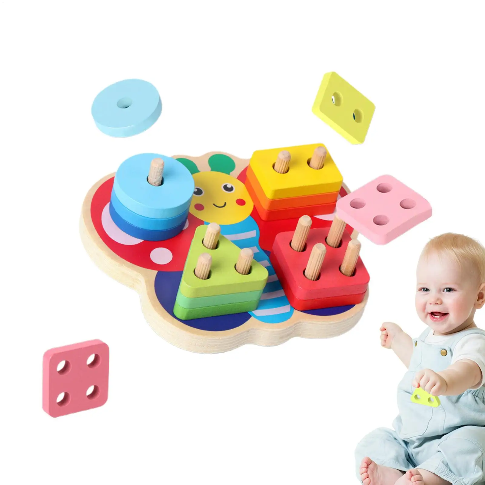 ของเล่นซ้อนกัน ของเล่นเสริมพัฒนาการเด็กก่อนวัยเรียน ฝึกทักษะการเคลื่อนไหวกล้ามเนื้อมัดเล็ก ฝึกการเรียนรู้รูปทรง ตัวต่อบล็อกสำหรับเด็กผู้ชาย เพื่อการศึกษา พัฒนาการ เล่นสนุกที่บ้าน