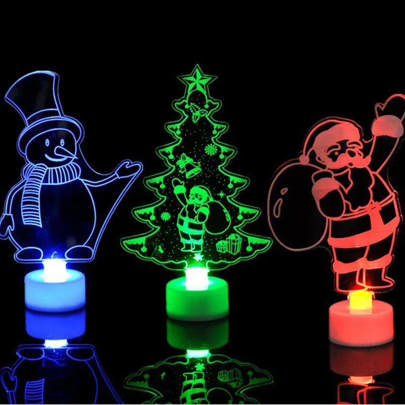 LED Mini Night Lights Colorful Flashing Lights Snowman Lamp Christmas Ornament Birthday Party New Year\'s Decor Festive Lighting