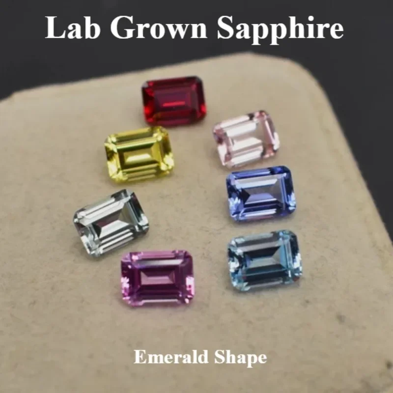 

L-High-quality Lab Grown Sapphire Emerald Shape DIY Charms Jewelry Rings Earring Making Main Materials Selectable AGL Certificat