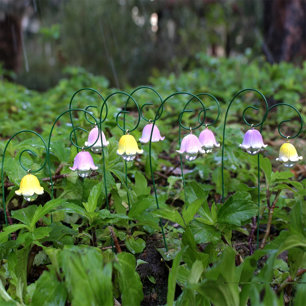 Flower Pick Stand Outdoor Fake Flowers Fairy Garden Accessory No Fade Resin Plant for Home Kitchen Bedroom Festival Wedding