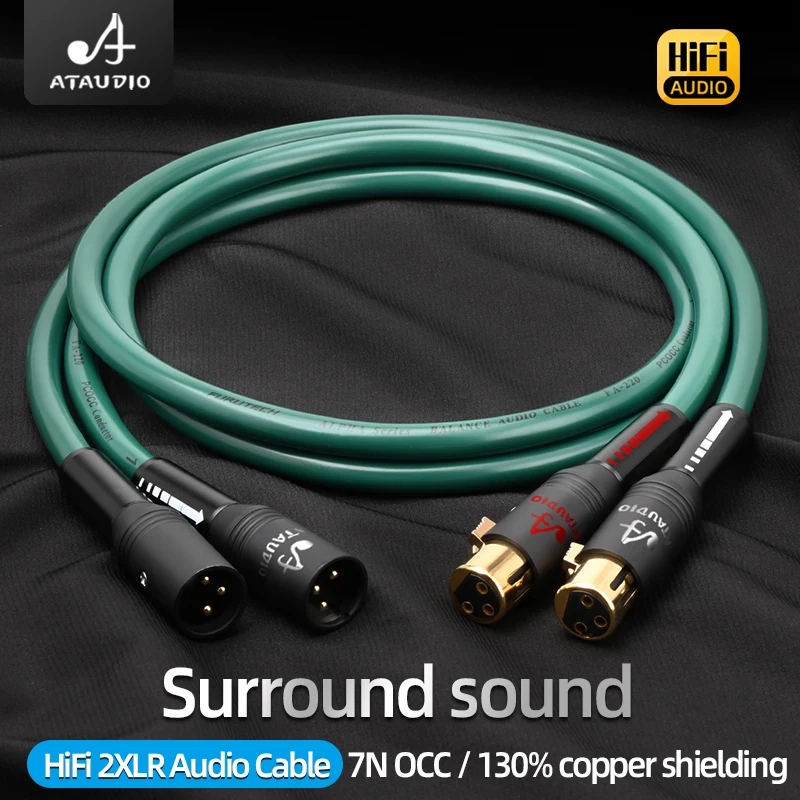 ATAUDIO HiFi XLR Cable High Quality for Amplifier 2-core with Shielding Hi-end 2XLR Balanced Cable Male to Male Audio Wire