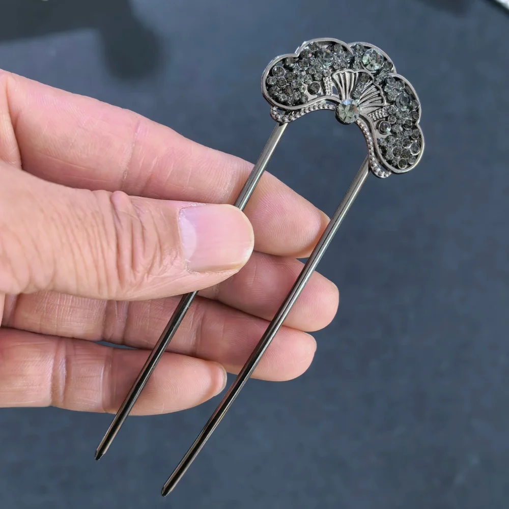 Vintage Floral Butterfly Hair Stick For Women Girls Metal U-shaped Hairpin Blue Crystal Hair Forks Updo Bun Hair Accessoriesge view 6