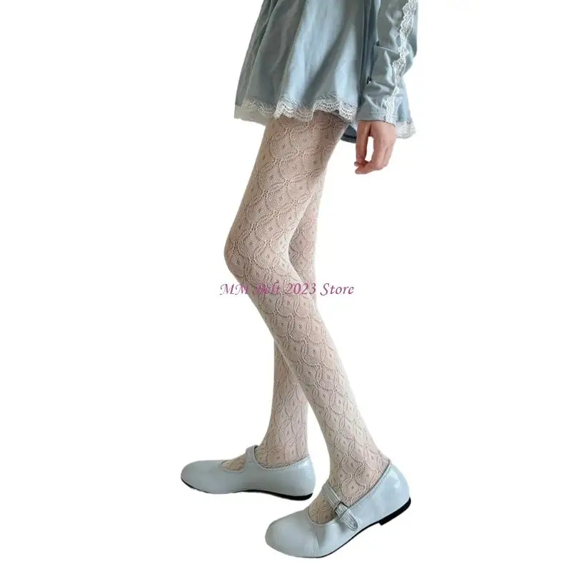 49me نساء قابلة للتنفس نايلون جوارب الدانتيل جوفاء الهندسة النمط الجوارب الداخلية للملابس غير الرسمية أو الحفلات