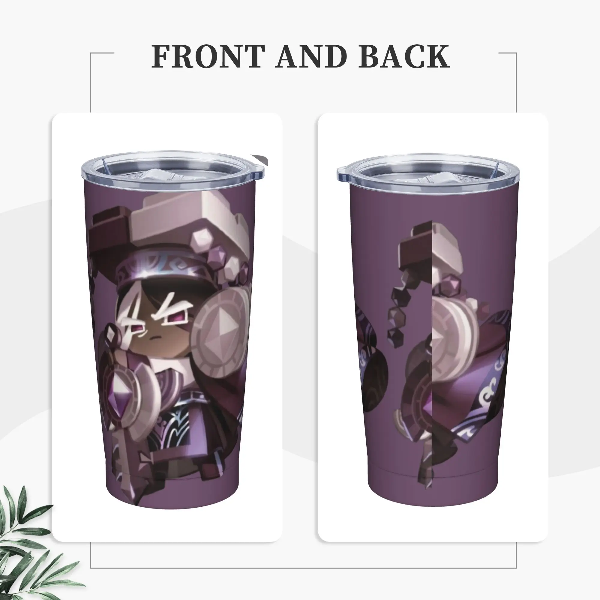 Dark Cacao Cookies Dragon Lord Insulated Tumbler with Straws Lid Cookie Run Kingdom Stainless Steel Thermal Mug Bottle Cup, 20oz