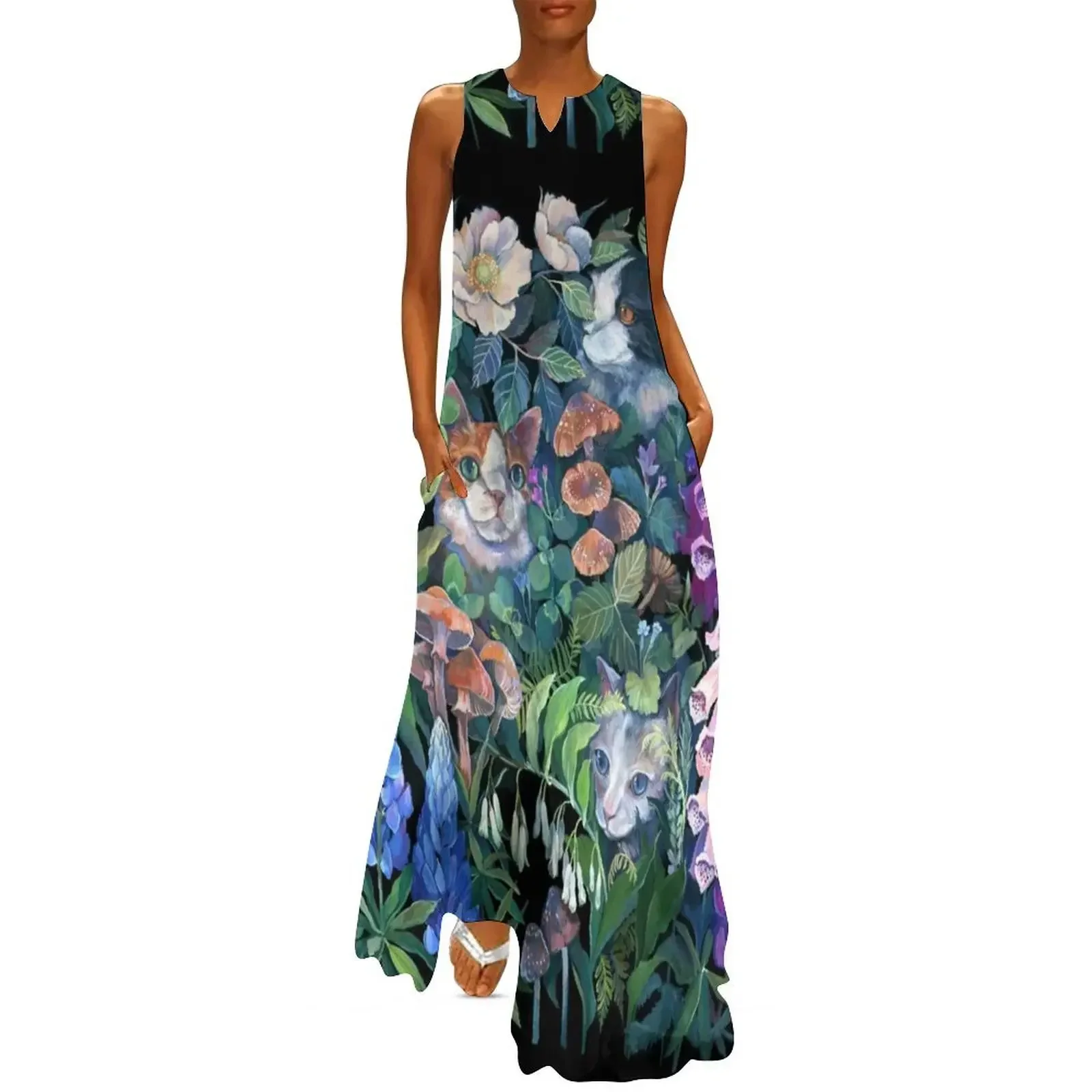 

Cats Flower Garden Long Dress Evening dresses dresses women summer 2025 Women's clothing Women's dresses Dress