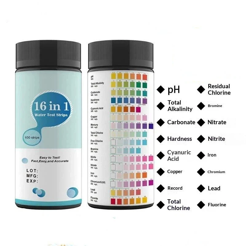 Aquarium Water Test Kit 16IN1 PH Test Strips 50/100Pcs High Accuracy for Fish Tank Pond Aquarium Routine Maintenance