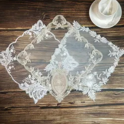 European gauze embroidered square tea set coffee cup table mat storage closet bonsai pad holiday party fruit plate decoration