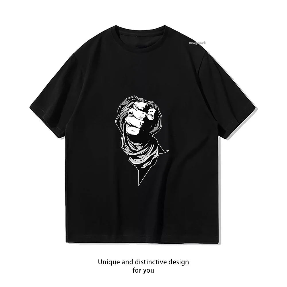 Fist Wrapped Scarf Design T-Shirt Print  Casual Cotton Short Sleeve Tee for Men Women