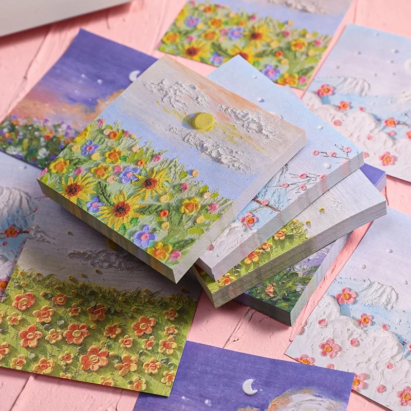 Landscape Oil Paintings Memo Pad Sticky Notes Memo Notebook Stationery School Supplies Kawaii Stationery