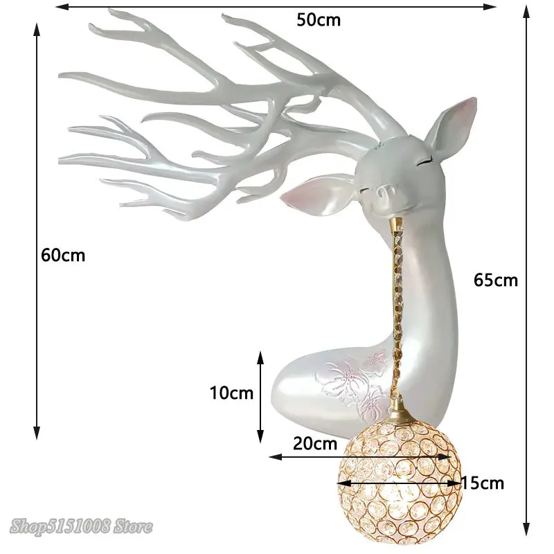 Nowy Nordic luksusowe kryształowa naścienna LED lampa jeleń przynoszący szczęście światła ścienne pokój dzienny lampa ścienna do sypialni dziewczyna