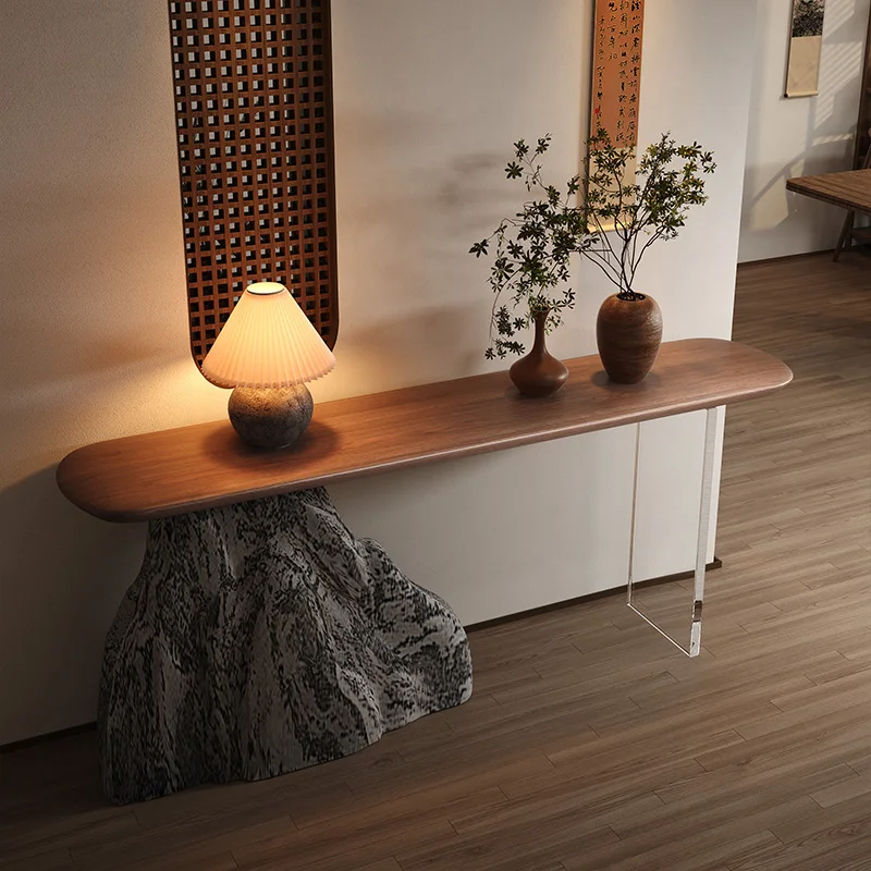 Mesas consolas de entrada para el hogar, mesas consolas con vista final tipo piedra para pasillo de Hotel, muebles de madera originales de estilo chino, La Mesa JTC