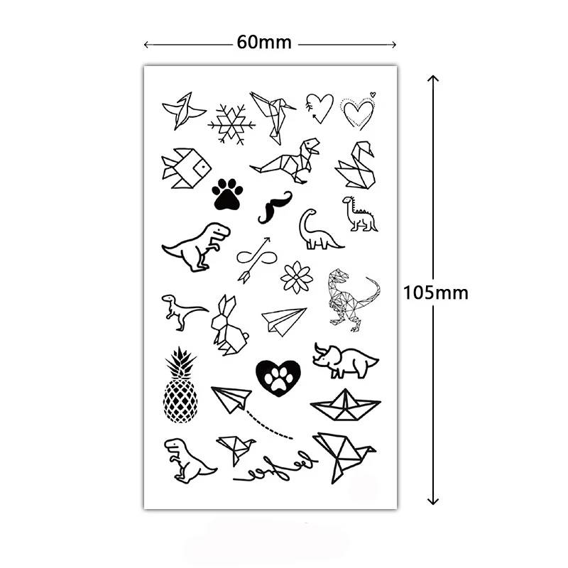 Tattoo Stickers Cartoon Dinosaur Rabbit Swan Snow Patterns Party Makeup Fake Tatto for Women Men Waterproof Temporary Body Art