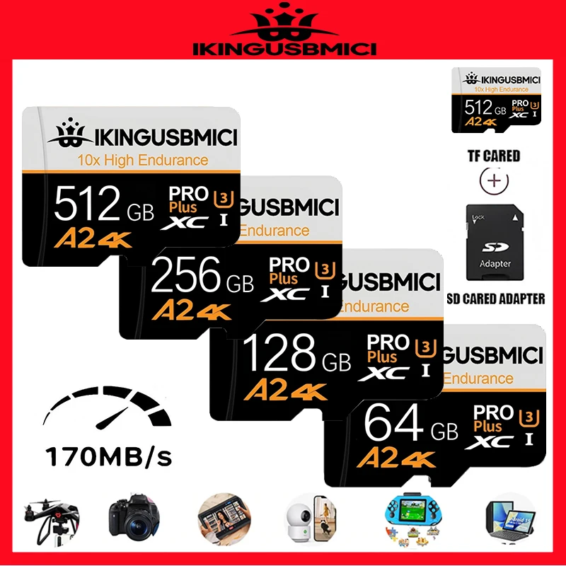 Original SD Card Memory Card 128GB 256GB 512GB Class 10 U3 V60 Micro TF Card for Phone Drone Camera High Speed TF Flash Cards