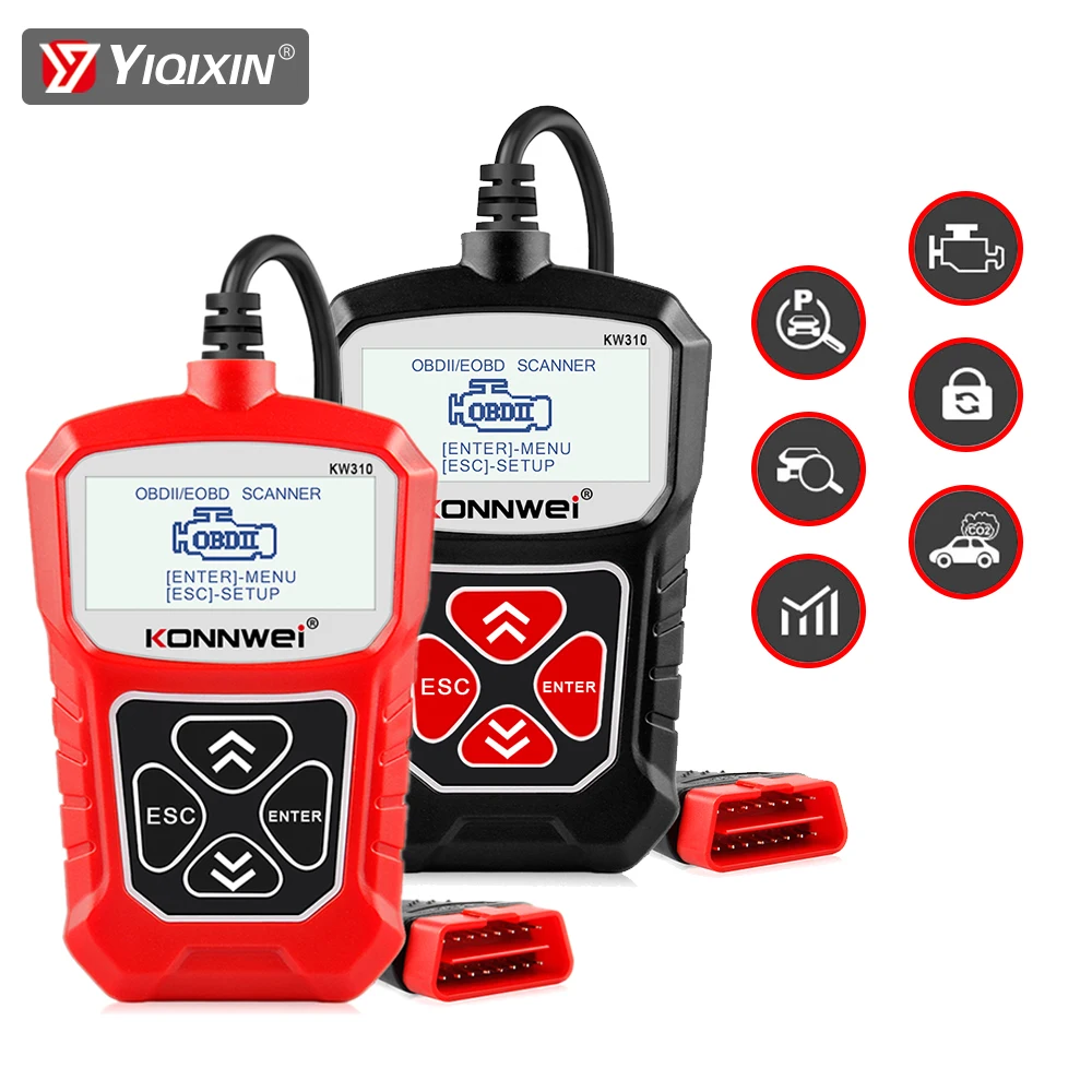 

KONNWEI KW310 OBD2 Автомобильный диагностический сканер Автомобильный считыватель кодов неисправностей Проверка лампы двигателя Сброс сервисных данных в прямом эфире Русский