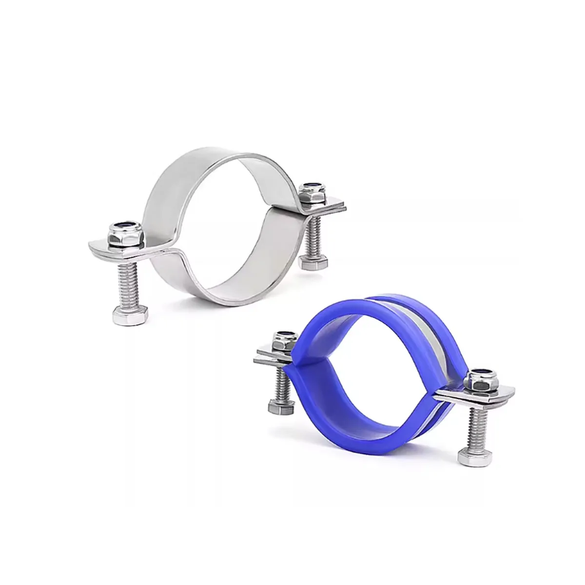 304 Stainless Steel Thickened Hose Clamp with Rubber, Pipe Clamp for Utility Pole, Pipeline Fastening Clip