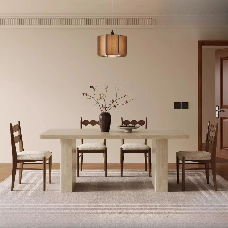 

Chinese antique dining table, high-end French retro travertine dining table