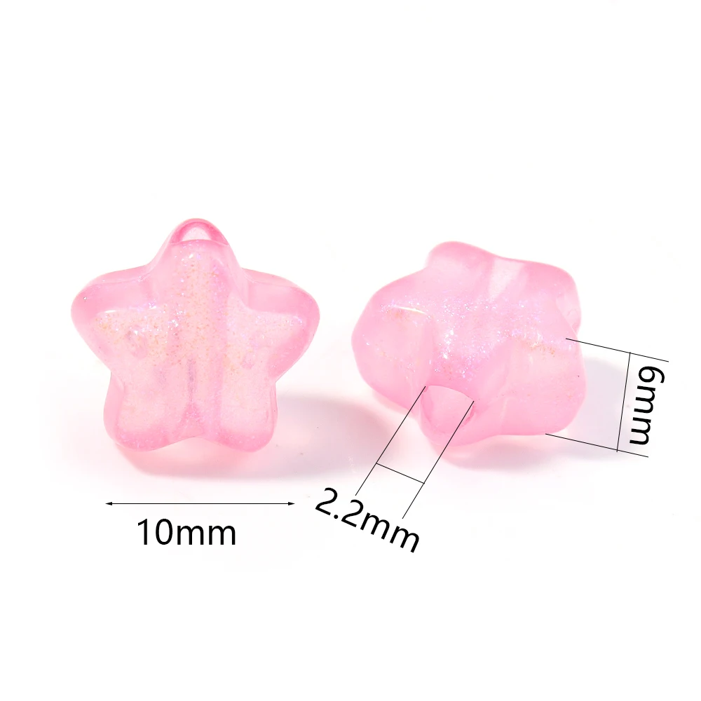 100pcs/lot 10mm Mermaid Color Acrylic Luminous Beads Color Stars Loose Spacer Beads For DIY Bracelet Necklace Jewelry Wholesale