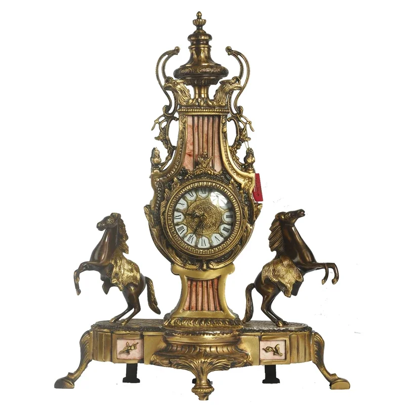 Handmade bronzes, clocks and watches European style, classical home accessories, porch ornaments, double horse clock 5378