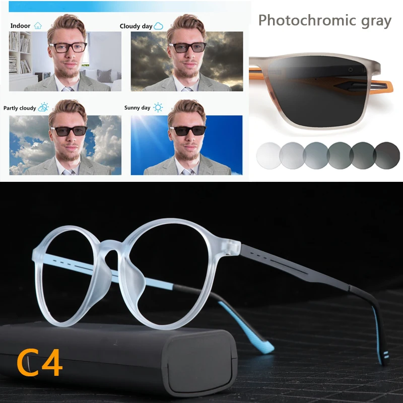 Ultralight Titanium Photochromic Eye Glasses Men Women Myopia Eyeglasses Finished Glasses Students Short Sight Eyewear  -0.5 -6