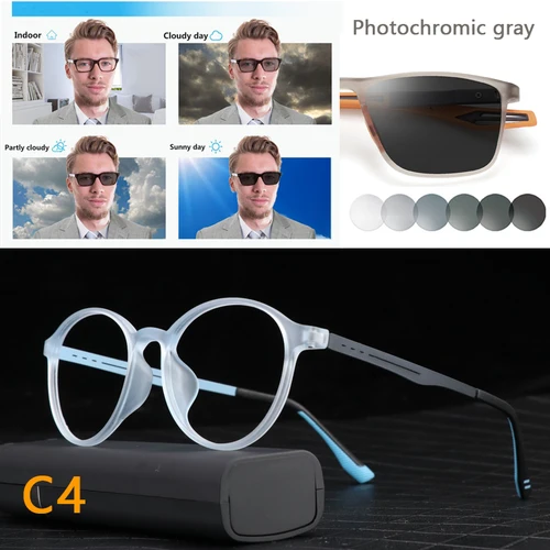 Imagen 2 del producto Gafas fotocromáticas de titanio ultraligeras para hombres y mujeres, gafas para miopía, gafas terminadas para estudiantes, gafas de visión corta-0,5-6