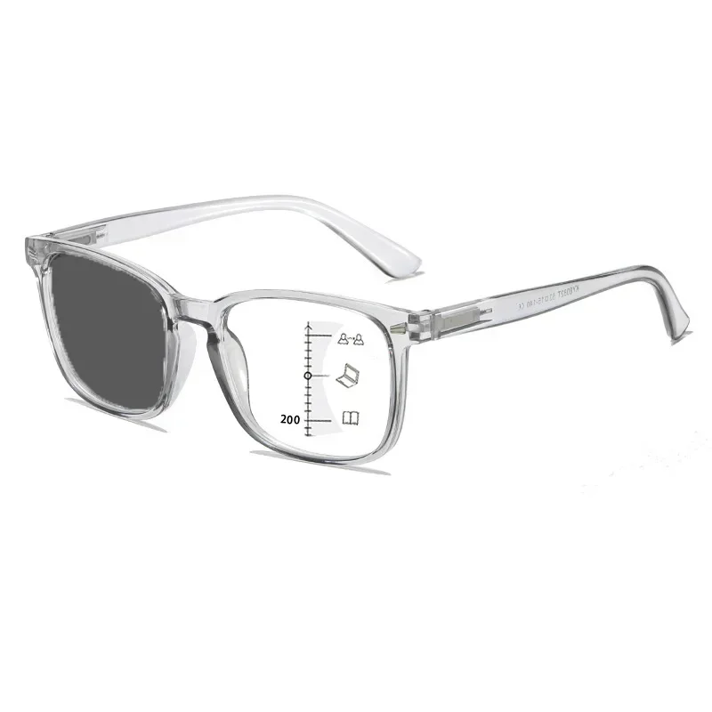 Multifokale photochrome Lesesonnenbrille für Herren, Vintage-Stil, nah weit, Farbwechsel, progressive Presbyopie-Brille, 0 bis +4,0