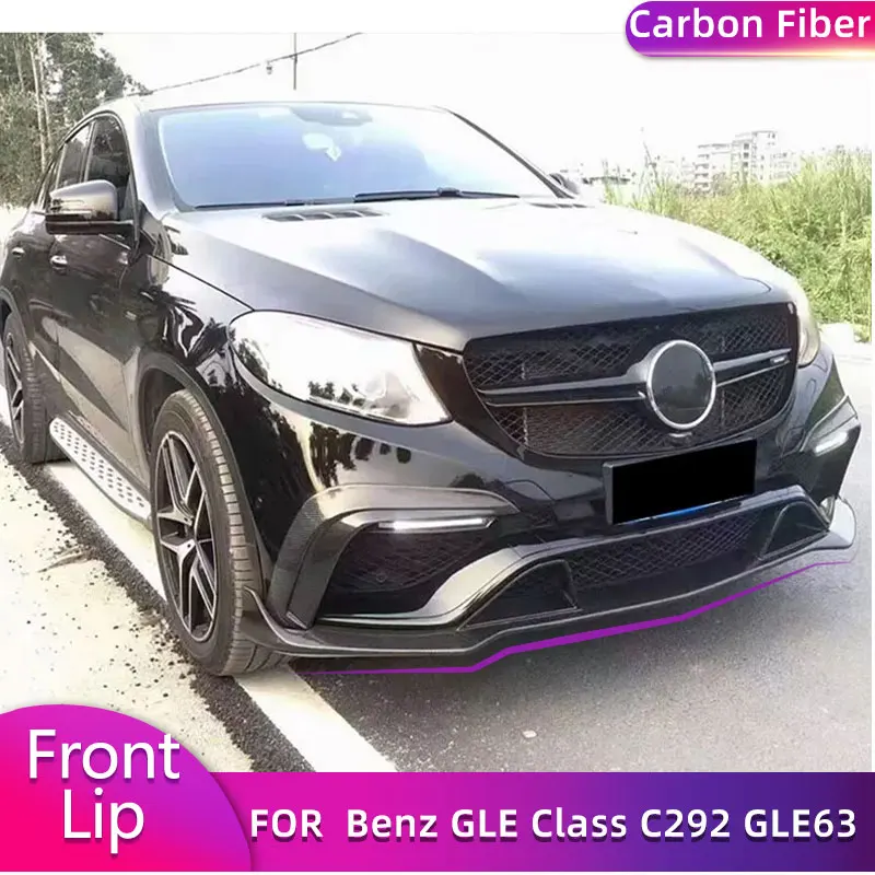 Carbon Fiber Front Bumper Lip Spoiler for Mercedes-Benz GLE Class C292 GLE63 AMG Sport 2015-2019 Racing Car Front Lip Chin Apron